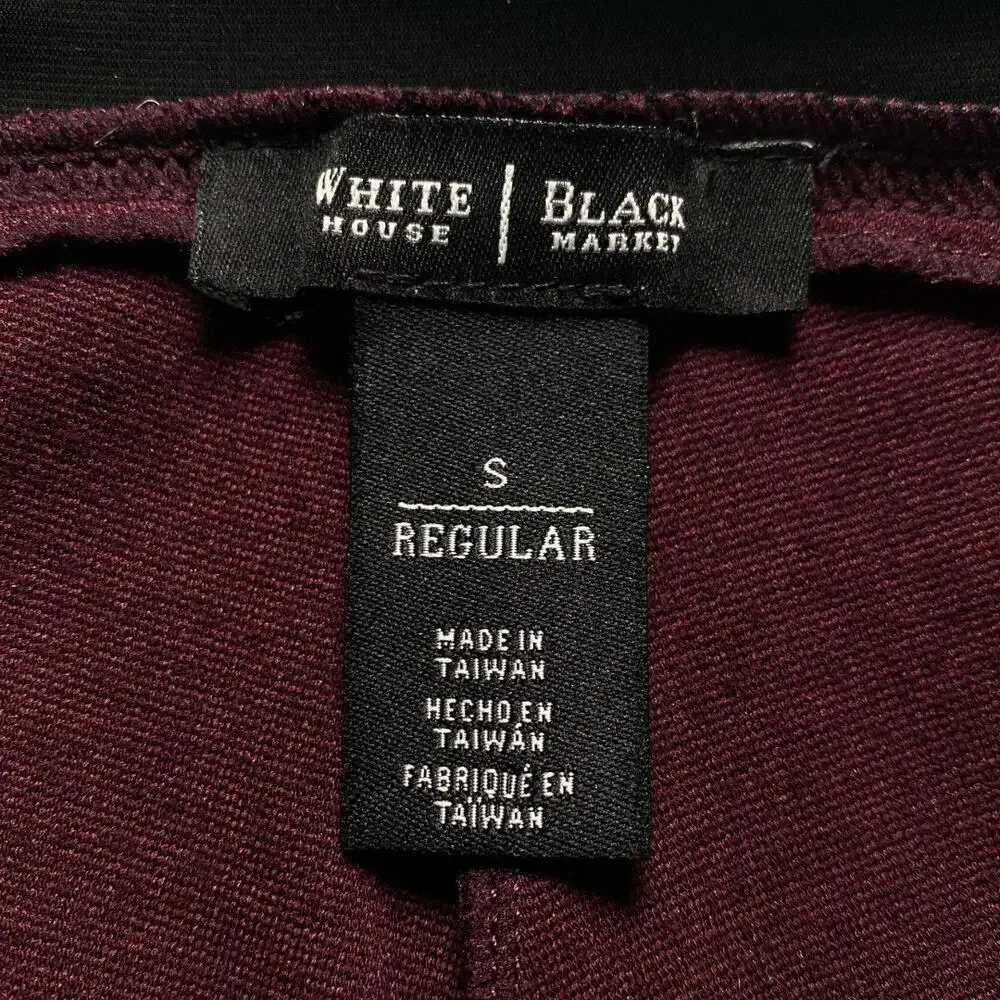 White House Black Market Burgundy Ponte Leggings Small Pull On Stretch
